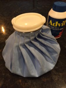 ice bag and asprin bottle