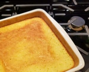 sponge cake in baking pan