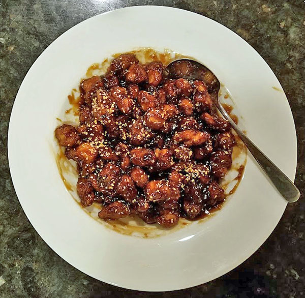 Bowl of sesame chicken