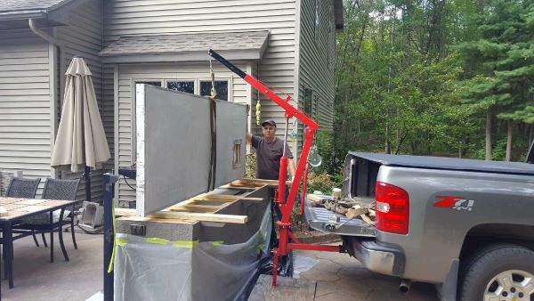 250 Pound Crane Supporting Concrete Countertop